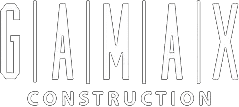 A green and white logo for aamad construction.
